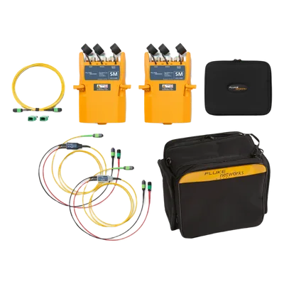 Kit de Certificación Fibra Óptica Monomodo / Módulos MPO12 / Adaptadores LC y MPO16 / Cables de Referencia / Maletín de Transporte