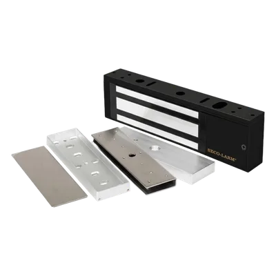 Kit de Control de Acceso / Chapa Magnética 1200 lbs (545 kg) / Montaje en U para Puerta de Cristal / Aluminio Anodizado / Uso Interior / UL