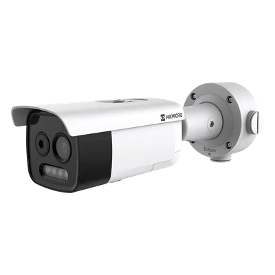 Cámara Bala IP Bi-Espectral / Térmica 256×192 / Óptica 5 MP / IA GUANLAN / Rango -20°C a 650°C / Precisión ±2°C / Detección de Fuego y Humo / Alarma Visual y Audible / Dual Light