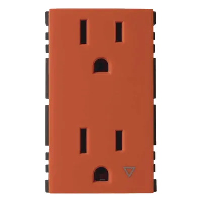 Toma de Corriente Dúplex / 10A 127V / Tierra Aislada / Embornamiento a Tornillo / 3 Módulos / Naranja