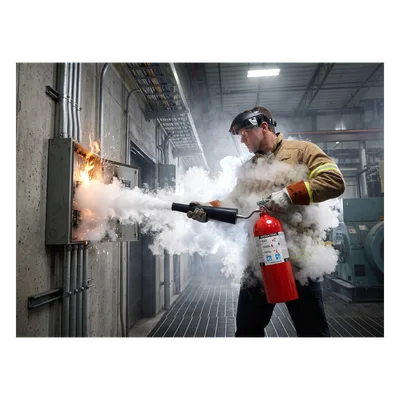 Extintor de CO₂ / Clasificación UL 2-B:C a 10-B:C / Capacidades 5 lb a 20 lb (2.27 kg a 9.07 kg) / Válvula de Cierre Integral / Bocina / Certificación Canadá / Uso en Baja Temperatura -22 °F (-30 °C)