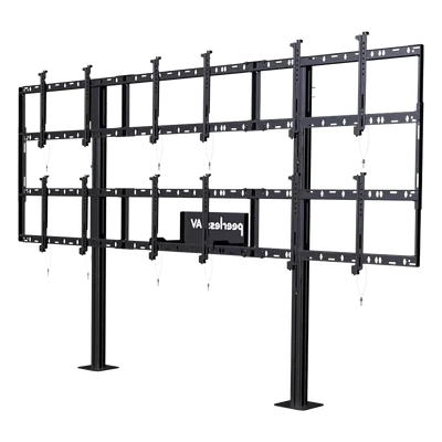 Soporte Modular para Video Wall Pedestal / Configuración 3x2 / Pantallas 46" a 55" / Profundidad 5" (127 mm) / Ajuste Sin Herramientas / 8 Puntos de Alineación / Aluminio / VESA 200x200 a 600x400
