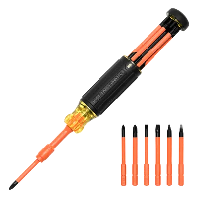 Destornillador Aislado Multiuso / 6 en 1 / Aislamiento 1000V CAT III / Auto-Lock / Cushion-Grip / Almacenamiento Integrado