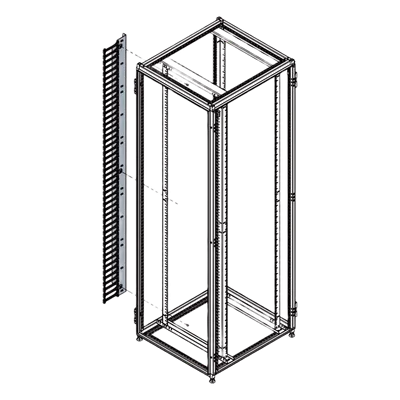 Organizador Vertical de Cables / 45 UR / 2 m (6.6 ft) / 726 Cables / RAL 9005 / Dedos 1.75 pulg / 95x208 mm