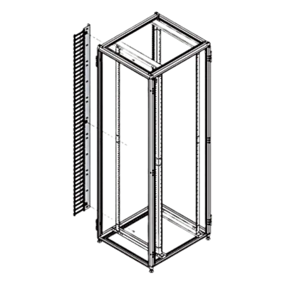 Organizador Vertical de Cables / 45 UR / 2 m (6.6 ft) / 726 Cables / RAL 9005 / Dedos 1.75 pulg / 95x208 mm
