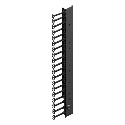 Organizador Vertical de Cables Rack / 48 UR / Acero Negro / Sección 95x208 mm / Capacidad 726 Cables / Fijación Flecha 1.75 pulg