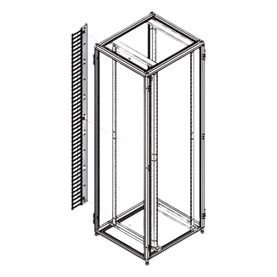 Organizador Vertical de Cables Rack / 48 UR / Acero Negro / Sección 95x208 mm / Capacidad 726 Cables / Fijación Flecha 1.75 pulg