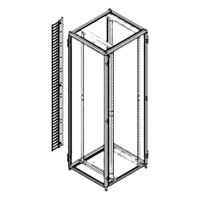 Organizador Vertical de Cables Rack / 48 UR / Acero Negro / Sección 95x208 mm / Capacidad 726 Cables / Fijación Flecha 1.75 pulg