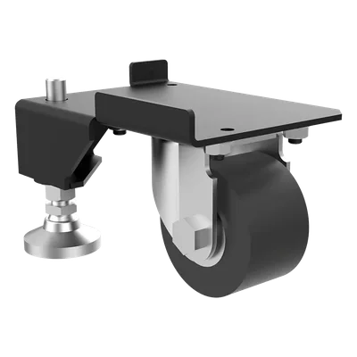 Kit de Ruedas y Niveladores para Gabinetes Trabajo Pesado / 3000 lbs (1361 kg) / Material Compuesto Negro / Ruedas Giratorias 360° / Acero Dulce con Recubrimiento en Polvo / 4.7 x 6.5 x 4.0 pulgadas