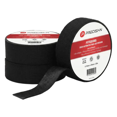 Cinta Automotriz de Fieltro PET / Espesor 0.28 mm / Ancho 19 mm / 18 m (59.1 ft) / Anti-Abrasión / Negro