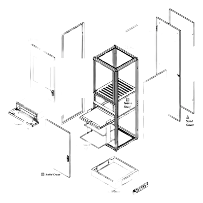 Gabinete Modular Industrial / 1800x600x600 mm (70.9x23.6x23.6 in) / IP55 / UL 508A / NEMA 12 / VDE / Acero RAL 7035