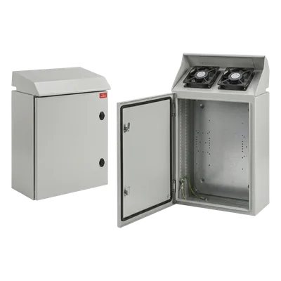 Gabinete Rack 12 UR / 24.09 in x 23.6 in x 24 in / Acero RAL 7035 / IP32 IK10 / Tipo 3R con Ventiladores Termostáticos