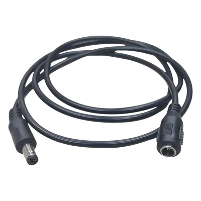 Cable de Alimentación DC / Conector Macho a Hembra 5.5x2.1 mm / 22 AWG / 1 m (3.28 ft) / Polarizado / Forro Negro
