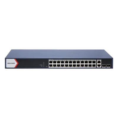 Switch PoE+ Administrable / 24 Puertos Gigabit / 2 Puertos Uplink Gigabit / 2 Puertos SFP / Alcance Extendido 300 m (984.3 ft) / 230 W
