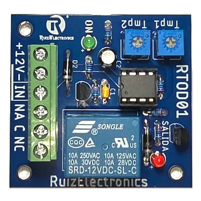 Tarjeta Temporizadora / Retardo 0-60 s / Duración 0-60 s / Alimentación 12VDC / Salida Relevador NA-NC-C / Indicadores LED