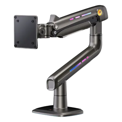 Soporte Mecánico para Monitor / 32" a 60" / Carga 2-20 kg (4.4-44 lbs) / VESA 75x75 y 100x100 mm / Iluminación RGB / Resorte de Alta Precisión / Rotación 360°