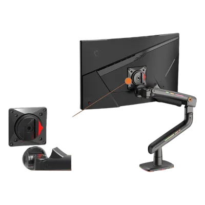 Soporte Mecánico para Monitor / 32" a 60" / Carga 2-20 kg (4.4-44 lbs) / VESA 75x75 y 100x100 mm / Iluminación RGB / Resorte de Alta Precisión / Rotación 360°