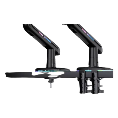 Soporte Mecánico para Monitor / 32" a 60" / Carga 2-20 kg (4.4-44 lbs) / VESA 75x75 y 100x100 mm / Iluminación RGB / Resorte de Alta Precisión / Rotación 360°