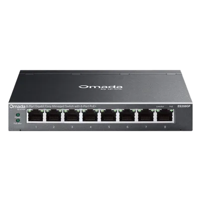 Switch Gigabit Easy Managed 8 Puertos / PoE+ 64W / Cloud Omada SDN / 16 Gbps / Fanless 0 dBA / Alcance Extendido 250m