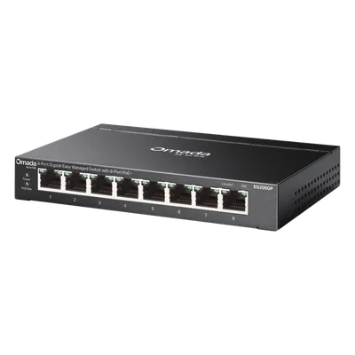 Switch Gigabit Easy Managed 8 Puertos / PoE+ 64W / Cloud Omada SDN / 16 Gbps / Fanless 0 dBA / Alcance Extendido 250m