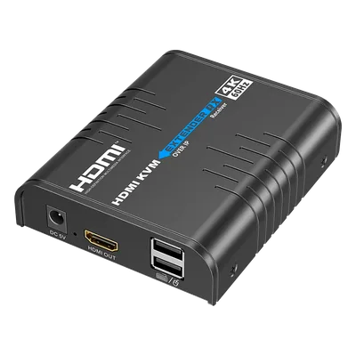 Receptor KVM HDMI / 4K 60 Hz / Extensión 120 m (393.7 ft) / 18 Gbps / IPColor Stream / USB HID / HDCP 2.2