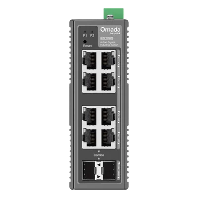 Switch Industrial Easy Managed / 8 Puertos Gigabit / 2× Combo RJ45/SFP / 16 Gbps / -40°C a 75°C (-40°F a 167°F) / Protección 6kV / IP40 / Montaje DIN Rail