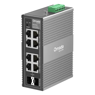 Switch Industrial Easy Managed / 8 Puertos Gigabit / 2× Combo RJ45/SFP / 16 Gbps / -40°C a 75°C (-40°F a 167°F) / Protección 6kV / IP40 / Montaje DIN Rail