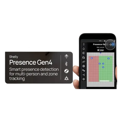 Sensor de Presencia Inteligente / Detección Real sin Movimiento / Multiprotocolo Wi-Fi, Zigbee, Bluetooth, Matter / Cobertura 8 x 8 m (26.2 x 26.2 ft) / 6 Personas / 10 Zonas