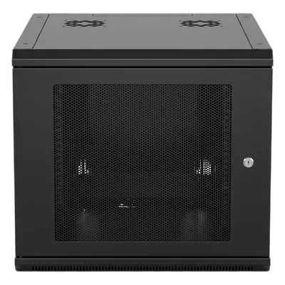 Gabinete Rack 19 Pulgadas / 6U / Montaje Pared / Ventilado / Acero Calibre 20 / Carga 100 Kg / 372x606x636 mm (14.6x23.9x25.0 in) / Puerta Perforada con Candado