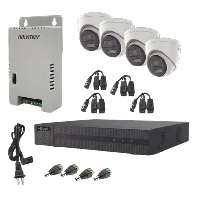 Kit de Videovigilancia TurboHD / DVR 4 Canales + 1 IP / 4 Cámaras Eyeball 2 MP / ColorVu / Dual Light 40 m (131.2 ft) / Audio Bidireccional / IP67