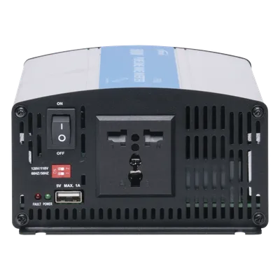 Inversor de Onda Senoidal Pura / 400 W Nominal / 500 W Pico / Entrada 12 VCC / Salida 120 VCA / 9.1 × 5.2 × 2.9 in