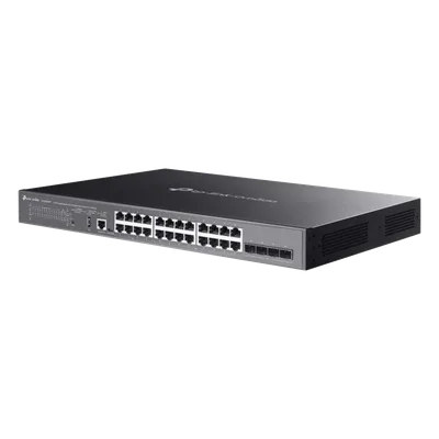 Switch Administrable L3 SDN / 24 Puertos PoE Gigabit / 4 SFP+ 10G / Presupuesto PoE 720W / Ruteo RIP VRRP / Fuente Redundante / 128 Gbps