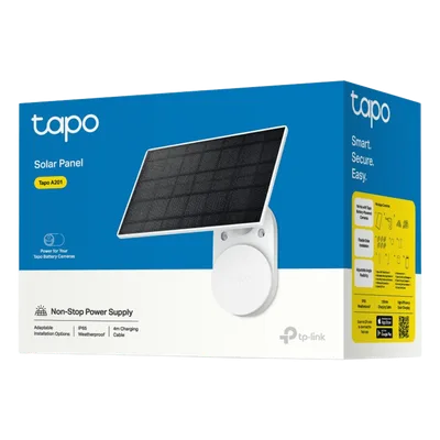 Panel Solar para Cámaras de Seguridad / 2.5 W / 5.2 V / IP65 / Cable 4 m (13.1 ft) / Conexión Tipo-C + Micro USB / Montaje Ajustable