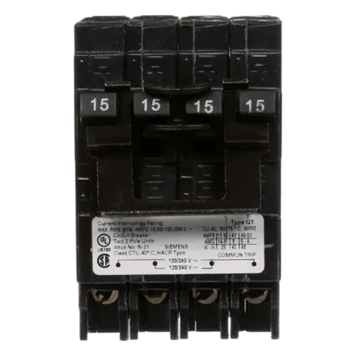 Interruptor Automático TRIPLEX / 2 Polos Simples + 1 Polo Doble / 15-20 A / 120/240 VCA / 10 kA / Enchufable