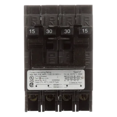Interruptor Automático Cuádruple Enchufable / 2 Polos Dobles / 20-50 A / 120/240 VCA / Capacidad Interruptiva 10 kA