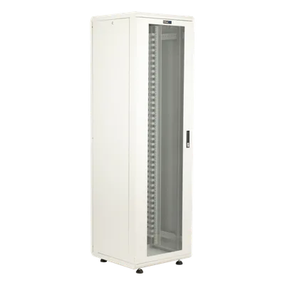 Gabinete Rack de Piso / 42 Unidades / 19 Pulgadas / Carga 1000 kg / Puerta Cristal Templado / Ventilación Superior