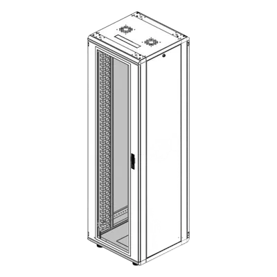 Gabinete Rack de Piso / 42 Unidades / 19 Pulgadas / Carga 1000 kg / Puerta Cristal Templado / Ventilación Superior