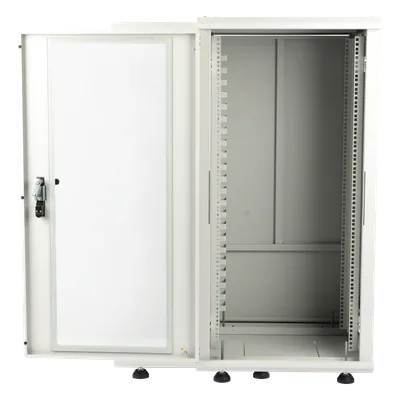 Gabinete Rack de Piso / 24U / 19 Pulgadas / Vidrio con Cerradura / Carga 750 kg / 600x605x1190 mm (23.6x23.8x46.9 in) / Acero Calibres 16-18-20