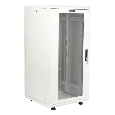 Gabinete Rack de Piso / 24U / 19 Pulgadas / Vidrio con Cerradura / Carga 750 kg / 600x605x1190 mm (23.6x23.8x46.9 in) / Acero Calibres 16-18-20