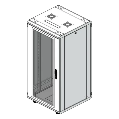 Gabinete Rack de Piso / 24U / 19 Pulgadas / Vidrio con Cerradura / Carga 750 kg / 600x605x1190 mm (23.6x23.8x46.9 in) / Acero Calibres 16-18-20