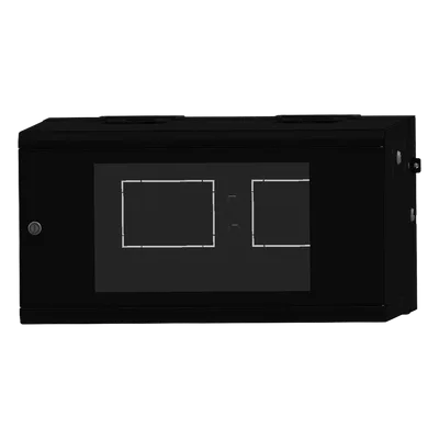 Gabinete Rackeable de Pared / 6U / 19 Pulgadas / Puerta de Cristal / Abatible 120° / Carga 80 kg / Ventilación 120 mm