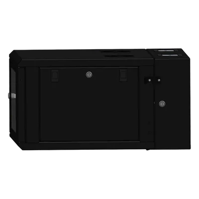 Gabinete Rackeable de Pared / 6U / 19 Pulgadas / Puerta de Cristal / Abatible 120° / Carga 80 kg / Ventilación 120 mm