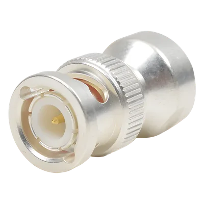Adaptador Coaxial RF / Hembra UNIDAPT a BNC Macho / Bronce Chapado Plata / Contactos Oro 24K / Dieléctrico Teflón