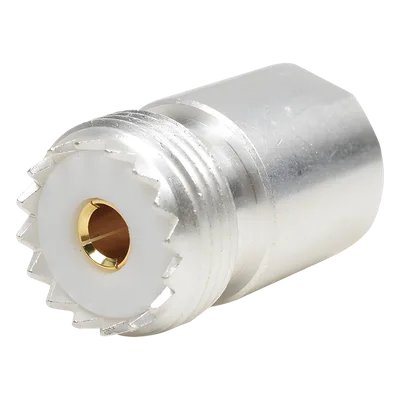 Adaptador Coaxial / UNIDAPT Hembra a UHF Hembra SO-239 / Bronce Plata-Oro / Dieléctrico Teflón