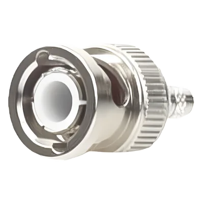 Conector BNC Macho de Anillo Plegable para Cable LMR-195, RG-58/U, RG-142, Níquel/ Oro/ Teflón.