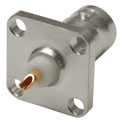 Conector BNC Hembra / Montaje Panel 4 Perforaciones / 13 mm / 50 Ω / Soldable PCB