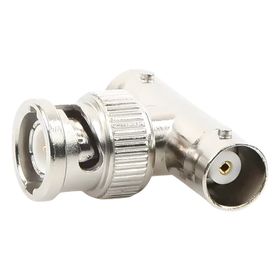 Adaptador RF en T / BNC Macho a Doble BNC Hembra / 50 Ohm / Cuerpo Troquelado Niquelado / Contacto Oro / Aislante Delrin