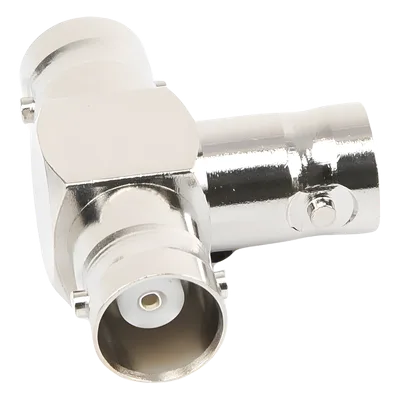 Adaptador RF / Triple BNC Hembra en T / 50 Ohm / Cuerpo Niquelado / Contacto Plateado / Aislante Teflón