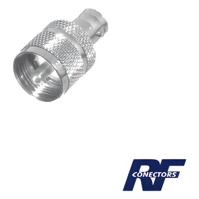 Adaptador RF en Línea / BNC Hembra a UHF Macho (PL-259) / 50 Ohm / Cuerpo Niquelado / Contacto Plateado / Aislante Delrin