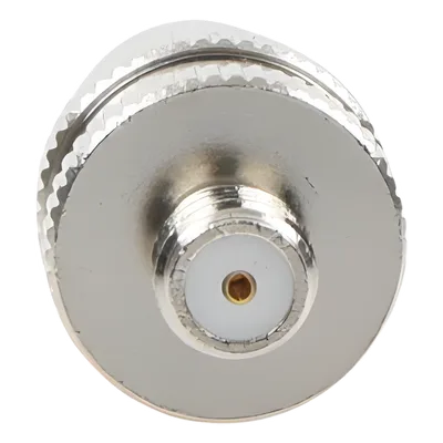 Adaptador RF Coaxial / BNC Hembra a SMA Hembra / Montaje en Línea / Cuerpo Niquelado / Contacto Oro / Aislante Teflón